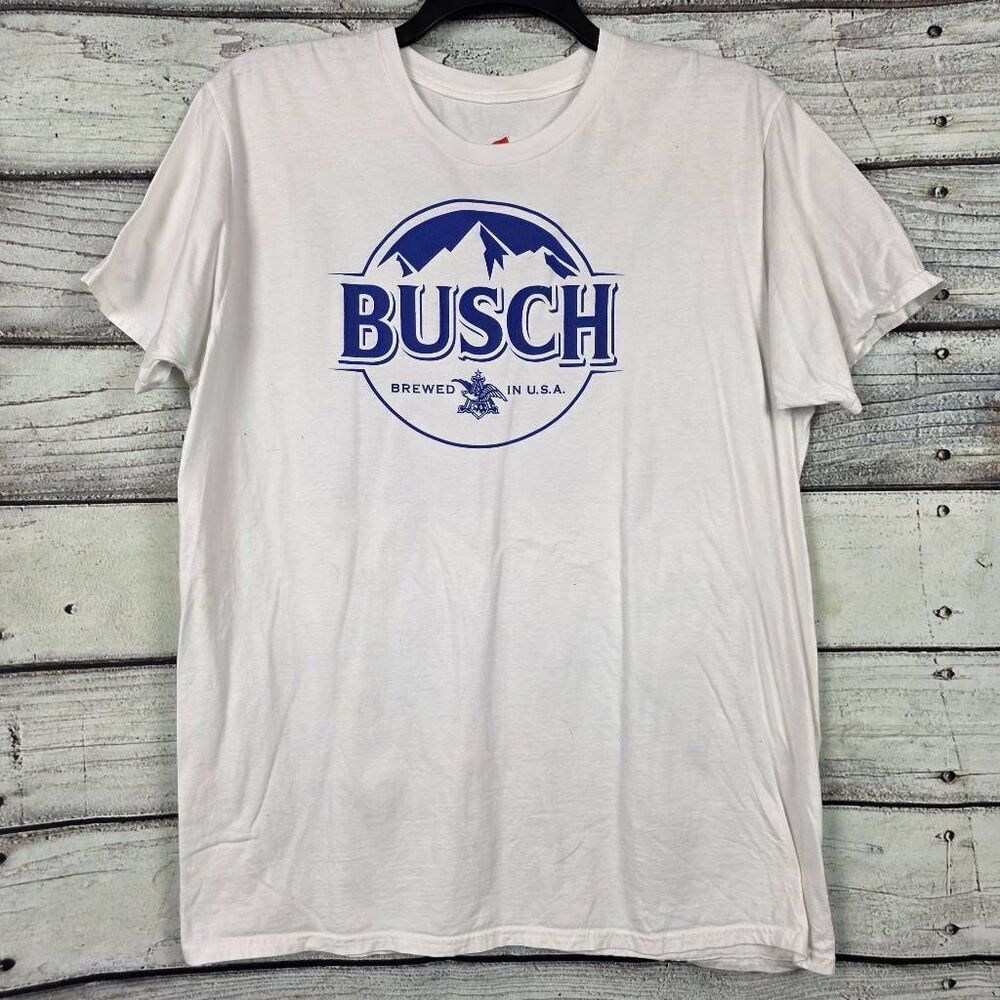 Busch Beer Logo Graphic T-Shirt White Men’s XL